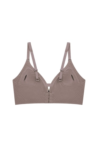 Cottonill Seamless Bra - Elune Kahverengi Lazer Kesim Balensiz Dekolte Taş Detaylı Dikişsiz Kadın Sütyen