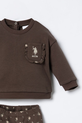 U.S. Polo Assn. Nakışlı Kız Bebek Kahverengi Uzun Kol Pijama Takım Usb3251-c-v2 Usb3251-c-v2 Kahverengi01