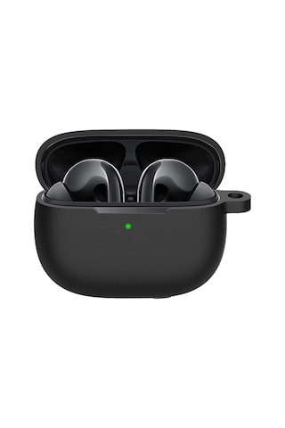 Honmex Xiaomi Mi Flipbuds Pro Kulaklık Kılıfı - Siyah Silikon, Darbeye Dayanıklı, Taşıma Kolcuğu Ve Parlak Çanta Seti Siyah