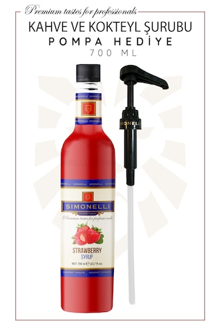 Kahve Ve Kokteyl Şurubu Çilek Aromalı 700 Ml Pompa Hediyeli