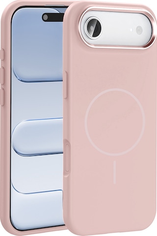 Apple Uyumlu iPhone 17 Air Kılıf M-safe Şarj Özellikli Metal Kamera Çerçeveli Zore Edi Silikon Kapak - Rose Gold Altın