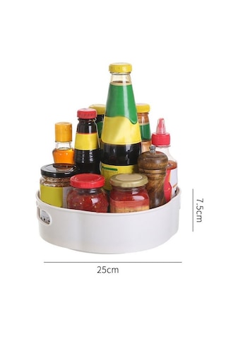 Lunaev 360 Derece Dönebilen Mekanizmalı Yuvarlak Tepsi Formlu Sunum Ve Servis Organizer Tablası 19 x 7 CM