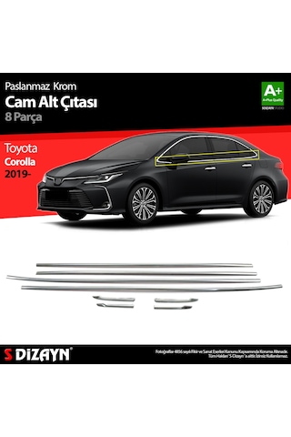 S-Dizayn  Toyota Corolla Uyumlu Krom Cam Çıtası 8 Prç. 2019 ve Üzeri