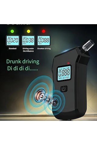 Motion003 Profesyonel Alkol Test Cihazı Siyah Yüksek Hassasiyetli 0001 Bac Lcd Ekran 5 Ağızlık Taşınabilir