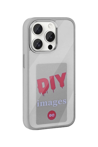 Zore Apple iPhone Uyumlu 15 Pro Max Kılıf Ekranı Yansıtan Omsy Akıllı Nfc Kapak - Gri