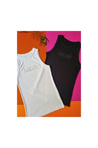 Demirsa Boutique Halter Yaka Modal Kaşkorse Kadın Atlet Siyah Ve Beyaz Renk Siyah-beyaz