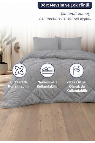 Formeya Antrasit Gri Soft Dört Mevsim Yorgan Çift Kişilik 195X215 Antrasit