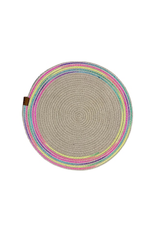 Konyax 39cm Neon Renkli Şeritli Jüt Örme Supla Amerikan Servis Çok Renkli