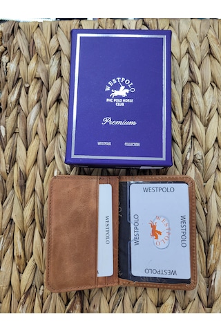 Westpolo İsme Özel 1026 Hakiki Deri Unısex Kartlık Taba