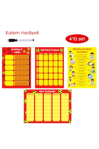 Çocuklar İçin Planlayıcı Set-sarı Kırmızı Alışkanlık Ve Sorumlulu