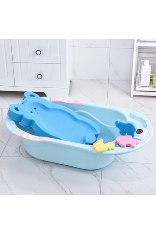 Suofeng Yeni Doğanlar İçin Kaymaz Banyo Matı - Bebek Banyo Rafı Oluşturucu, Konforlu Ve Güvenli Sprey Mavi, 3 Adet Sabun Spreyi Hediye, 5 Cm