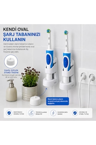 2'li Elektrikli Diş Fırçası Tutucu Duvara Monte Yapışkanlı Şarjlı Diş Fırçası Standı Delme Gerektirmez Ban Diğer
