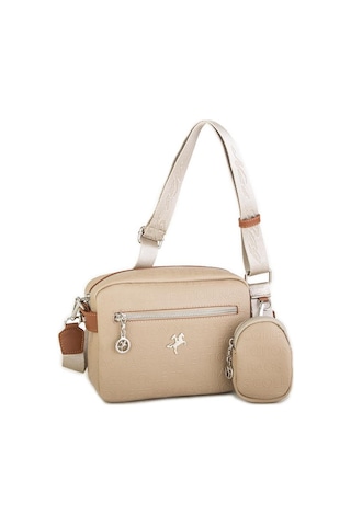 Nas Bag Kadın Çapraz Çanta Mini Cüzdanlı Ayarlanabilir Askılı Vizon Taba Gofraj Kum