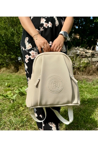 Just Polo Kadın Günlük Kullanıma Uygun Ayarlanabilir Askılı Lüks Sırt Çantası Krem