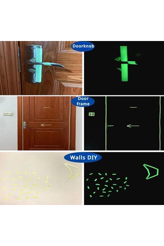 Youmex Yeşil Işıyan Dekoratif Bant, 3m X 1cm, Tek Paket, Gece Görünürlüğü Sağlar Yeşil