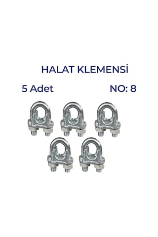 Çelik Halat Klemensi No:8 Güçlü Halat Bağlantı Ve Sabitleme Parçası 5 Adet
