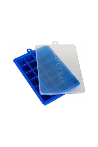 Reedark 24 Delikli Silikon Buzluk, Kapaklı Dondurma/bebe Gıda Kalıbı, Esnek Uçurma, Dondurucu Kokusu Engelleme, Mavi + Klip Çok Renkli