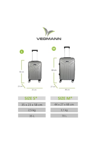 Vegmann Vela Gri 2'li Valiz Seti Orta Boy ,kabin Boy Çok Renkli