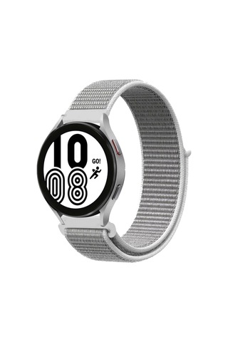 Mey İthalat Samsung Samsung Uyumlu Galaxy Watch 4 Hasırlı Cırtcırtlı Kordon - Beyaz