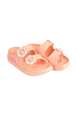 Mini Bonito Kız Çocuk Pembe / Pudra Tokalı Hafif Yumuşak Kaymaz Taban Günlük Terlik Pudra