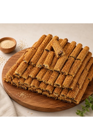 Yumuşak Susamlı Hurma Rulosu Bol Susamlı, Doğal Hurma Dolgulu, Geleneksel Lezzet 1 Kg