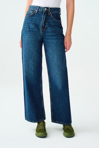 Loft Lf2037068 Kadın Wide Leg Nora Jean Pantolon Mıd Blue Wash