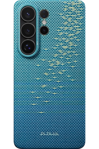 Galaxy S26 Ultra Kılıf M-safe Uyumlu Aramid Fiber Pitaka Edge Serisi Glints Of Gold Kapak Mavi