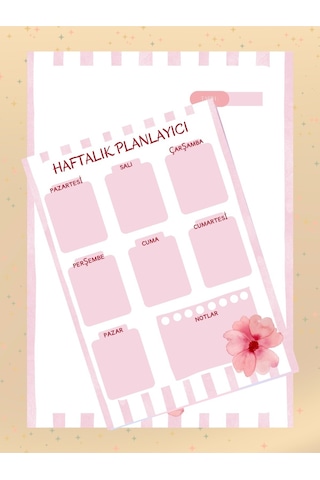 Çiçekli Haftalık Planlayıcı Seti A4-a5 Boyutunda Planner Notebook Blok Okul Çok Renkli