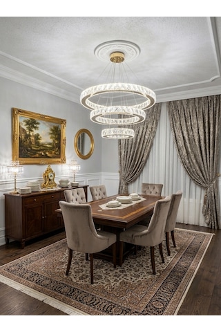 Ala Lighting Plaket Kristal Taş Işlemeli 201 Gold Paslanmaz Ledli Avize Altın - Gold