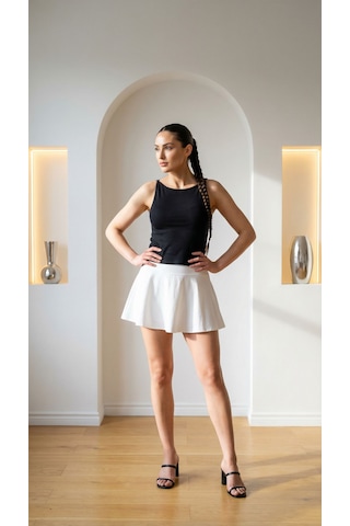 Biye Detaylı Crop Top Siyah