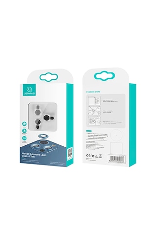 Usams iPhone Uyumlu 12 Pro Max 3d Metal Çerçeveli Kamera Lens Koruyucu- 5775 Gümüş