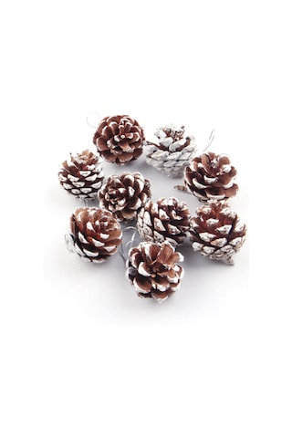 Kangvka 9 Adet Ahşap Kestane Noel Ağaç Dekorasyonu - Ev Ofis Noel Atmosferi Oluşturucu Asma Süsleri Beyaz Çok Renkli