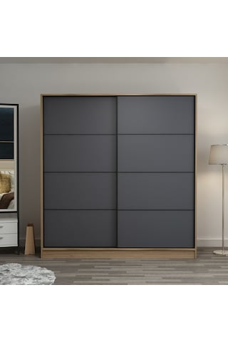 Minar Kale 2 Kapaklı Sürgülü Dolap 180 Cm - Dore/antrasit 210cm