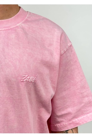 Zaee Nakışlı Oversize Tişört Pembe