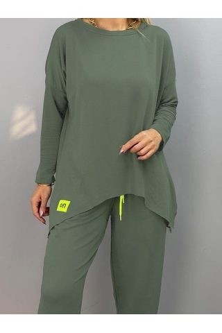 Bhrwear Kadın Iki Iplik Viskon Pamuk Kumaş Arma Detaylı Ikili Takım Renkli