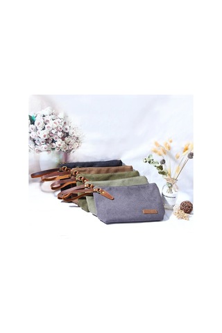 Sones Taşınabilir Kanvas Çanta Büyük Kapasiteli Yıkama Çantası Kozmetik Saklama Çantası Haki