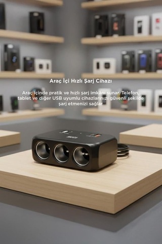 Özel Seri Destek Kullanım Günlük Araç Şarj Cihazı Çakmaklık Girişli 120w G18 Siyah Qc4.0