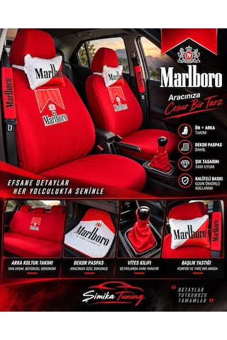 Kırmızı Marl Boro Süper Set Dörtlü Servis Kılıfı + İkili Yastık Ve Kemer Kılıfı +vites Poları Kırmızı Marl Boro Süper Set Dörtlü Servis Kılıfı + İkili Yastık Ve Kemer Kılıfı +vites Poları