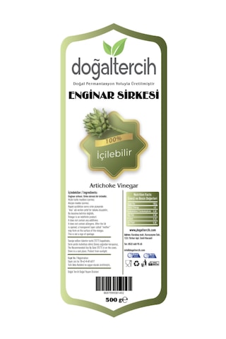 Doğaltercih İçilebilir Doğal Fermantasyon Enginar Sirkesi 500 Ml