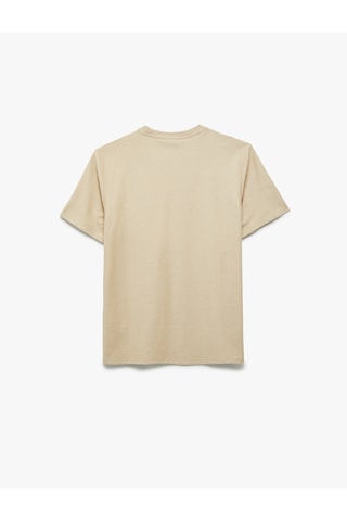 Koton Regular Fit Kısa Kollu Pamuklu Cep Detaylı Bisiklet Yaka Basic Tişört Bej 6wam10070hk Ekru