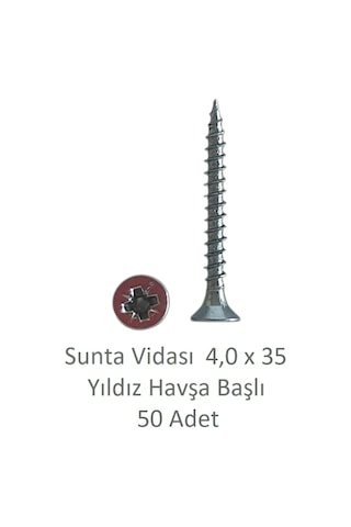 Sunta Vidası, 4,0 X 35 Mm, 50 Adet, Yhb Vida 4 x 35