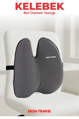 Viscofoam Ultralüks Ortopedik Bel Yastığı Ergonomik Bel Destek Minderi Ofis & Araç Uyumlu - Gri