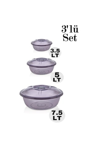 Bayev Mrd230 Füme 3'lü Kapaklı Hamur Leğen Seti Plastik Set 3.5 5 Ve 7 Lt Çok Renkli Bayev Mrd230 Füme 3'lü Kapaklı Hamur Leğen Seti Plastik Set 3.5 5 Ve 7 Lt Çok Renkli
