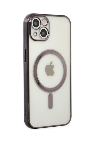 Newface Apple iPhone Uyumlu 14 Plus Kılıf Magneticsafe Lazer Silikon Semeglbl - 48 - Siyah