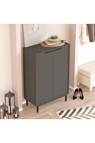 Robin Home Rio Ayakkabılık Metal Ayaklı 5 Raflı Antrasit