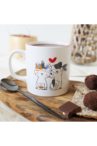 Keramika Cat Love Silindir Kupa 10 Cm