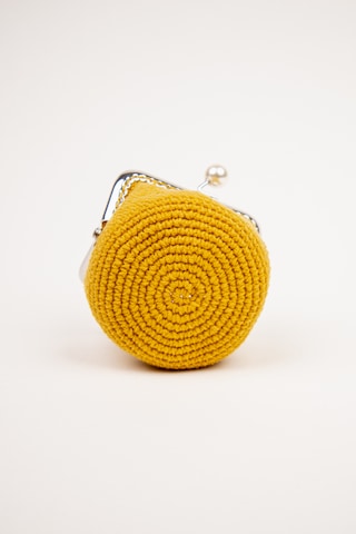 Fabric Craft Bag Bozuk Para Cüzdanı Merserize İplik Klipsli Örgü Hardal Sarısı