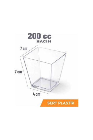 10 Adet 200 Ml Mika Magnolya Kase Plastik Tatlı Sunum Kabı Dondurma Puding Meze Salata Cup Şeffaf