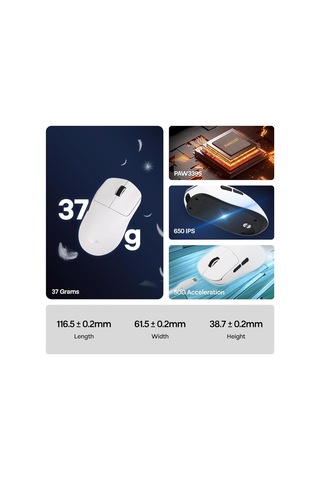 Sc800 Lightweight Paw3395 Sensor 26000 Dpı 8000hz Kablolu Ve Kablosuz Gaming Oyuncu Mouse Beyaz Genel