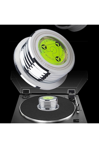 Vkemall Plak Stabilizatörü Levha Dürtü Filtresi - 50hz Seviye Ve Hız Göstergeli - Gümüş Alüminyum - Plak Çalar Uyumlu